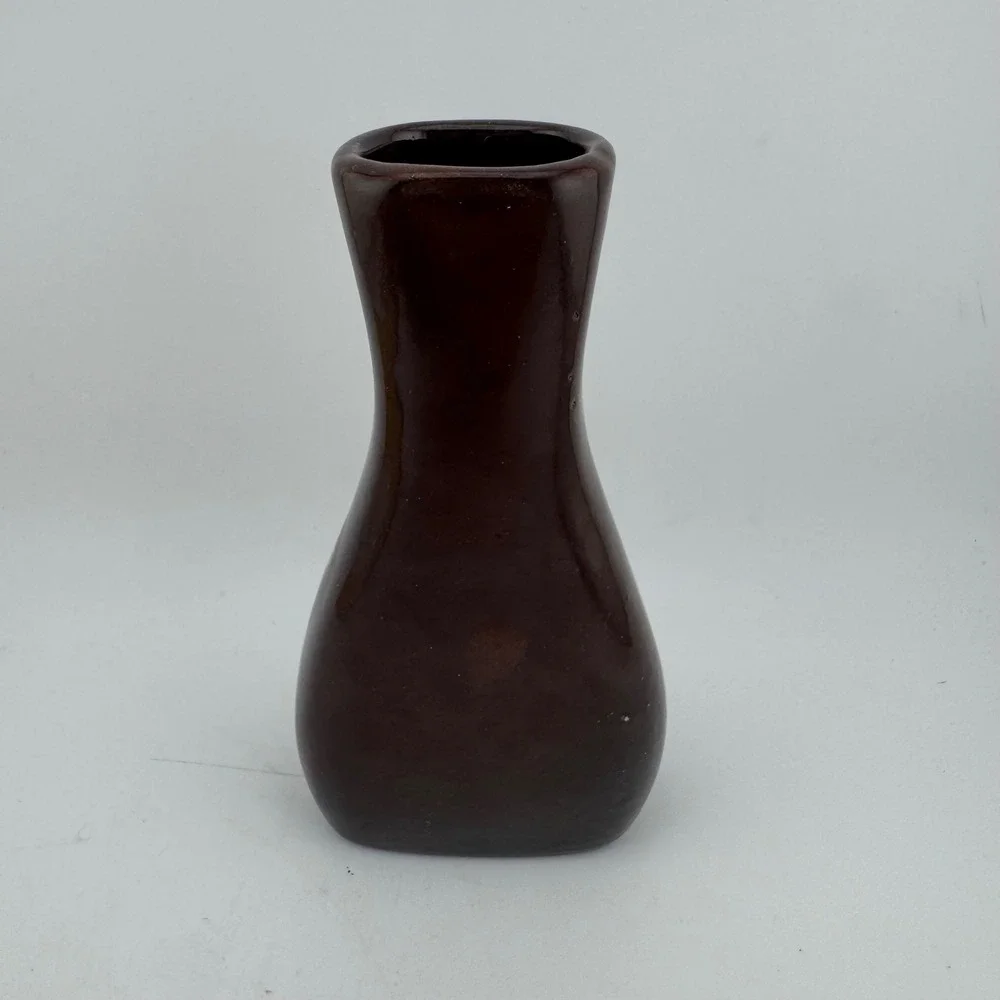 Sioux Pottery Brown Ceramic Bud Vase Hand Etched Irene Signed